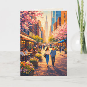 Paseo primaveral por la tarjeta de arte de flores