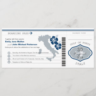 Pases de embarque a Italia Invitación a la boda