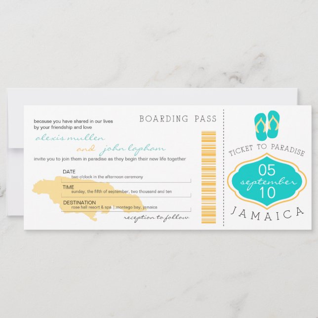 Pases de embarque para la invitación a la boda de  (Anverso)