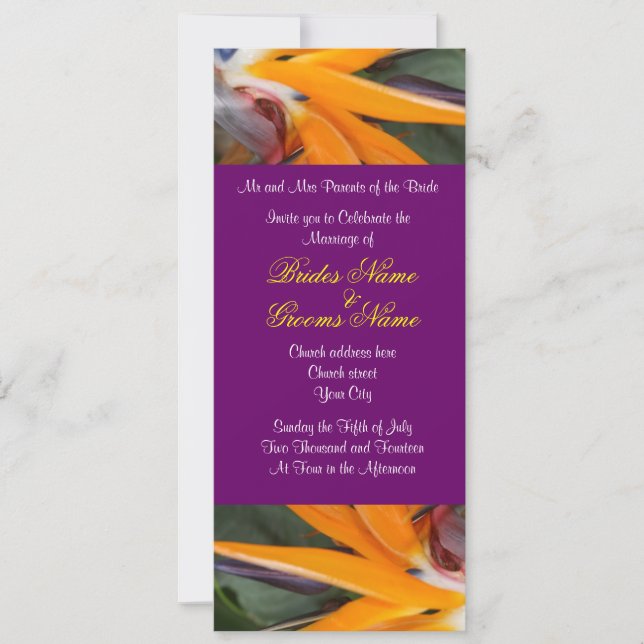 Pasión en el paraíso de las invitaciones a la boda (Anverso)