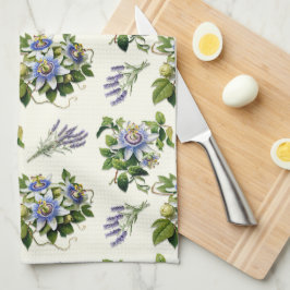 Passionflower Sage Ecru Cocina floral Toalla de pl