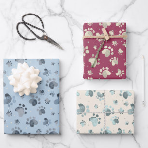 Pasta de perro acuarela Juego de papel de envolvim