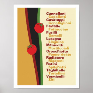 Pasta Names Kitchen poster de arte