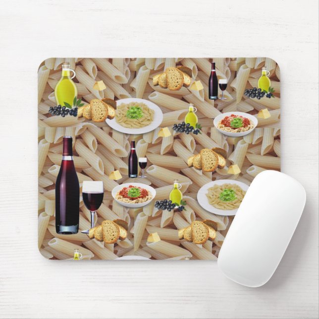 Pasta Red Wine Mouse Pad! Alfombrilla de ratón (Con ratón)