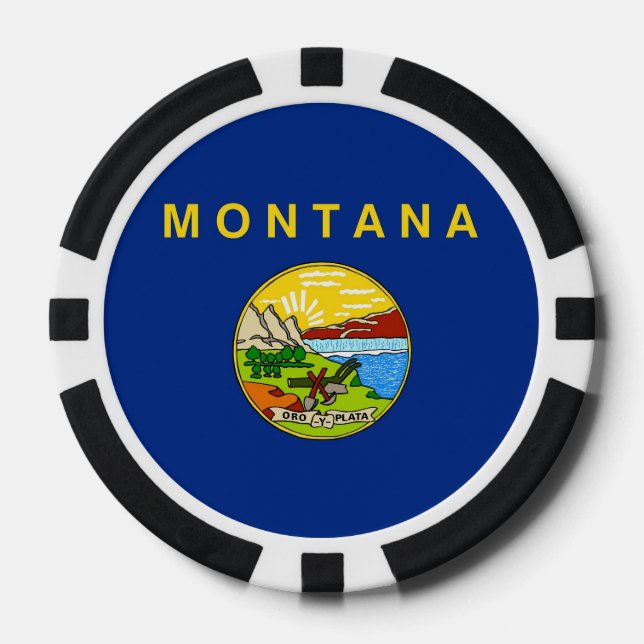Pastas de póquer patriótico con bandera de Montana (Anverso)