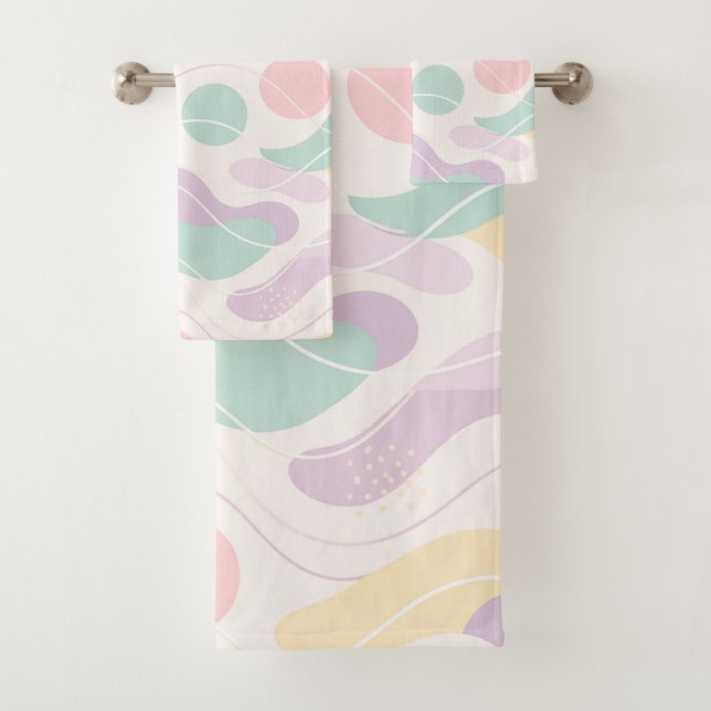 Pastel Abstract Seamless Pattern Waves and Circles (In situ)