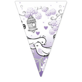 Pastel amor pájaros boda banderas de amarre triang