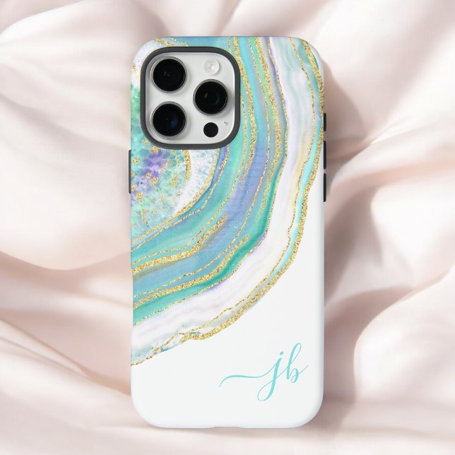 Pastel Aqua y Agate Púrpura con Mamáes de Funda de (Personalize this popular case with your monogram initials.)