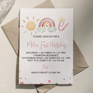 Pastel Arcoiris Sunshine Primer Día Invitación