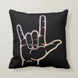 Pastel ASL te amo Cojín decorativo