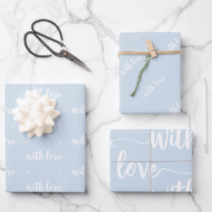 Pastel azul con amor Envolver hojas de papel
