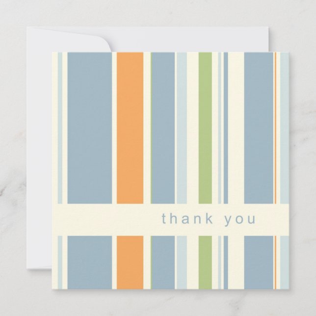 Pastel azul rayado tarjetas de agradecimiento (Anverso)
