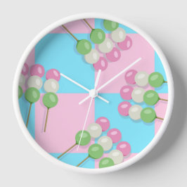 Pastel azul rosado al reloj de la pared de Dango