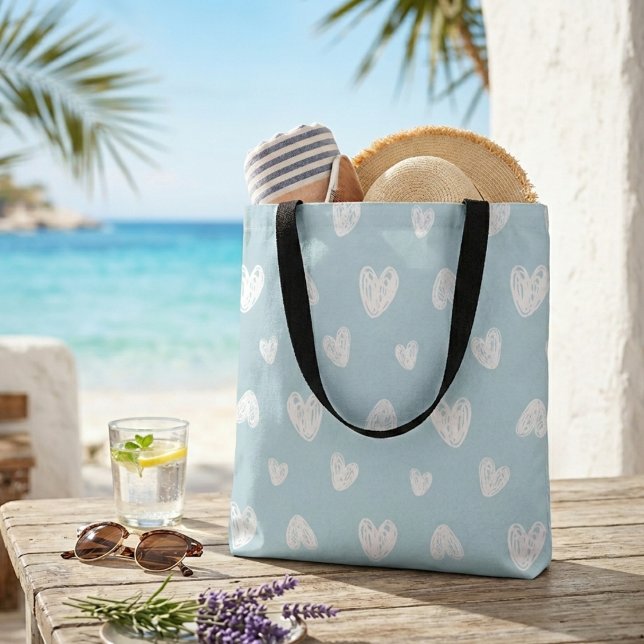 Pastel azul verde corazón blanco lindo bolsa de co (Subido por el creador)