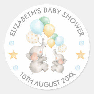Pastel Baby Elephant Gracias Sello para sobres