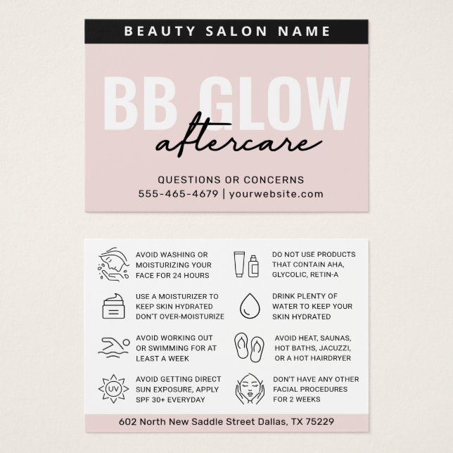 Pastel BB Glow Facial Después De La Tarjeta De Ins (Anverso y reverso)