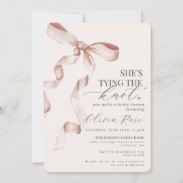 Pastel Beige Coquette Bow Bridal Shower Invite