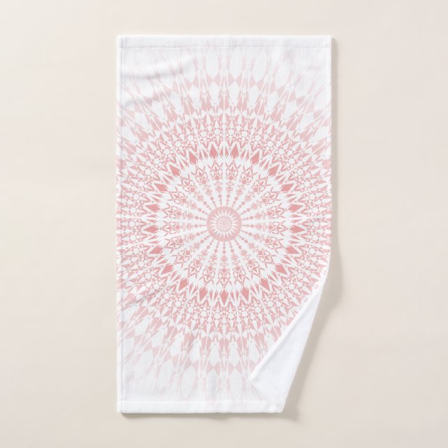 Pastel blanco rosa Mandala (Toalla de mano)