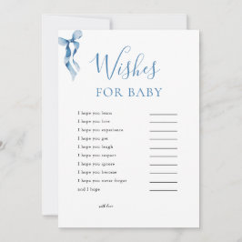 Pastel Blue Bow Desea Una Tarjeta De Juego Baby Sh