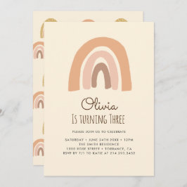 Pastel Boho Rainbow 3er cumpleaños de las tarjetas