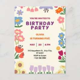 Pastel Bosteano Floral Cumpleaños Cinco Postales