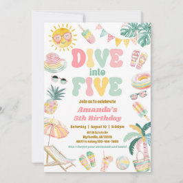 Pastel bucear en la invitación de fiesta de cinco