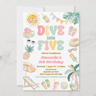 Pastel bucear en la invitación de fiesta de cinco 