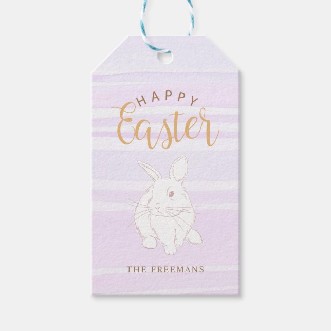 Pastel Bunny Happy Easter Gift Etiqueta - Nombre p (Anverso)