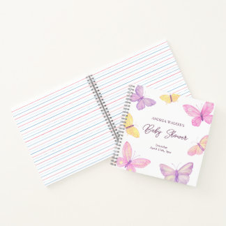 Pastel Butterflies Elegante libro de Baby Shower