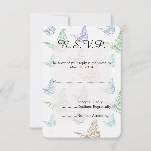 Pastel Butterflies Wedding RSVP (Anverso)