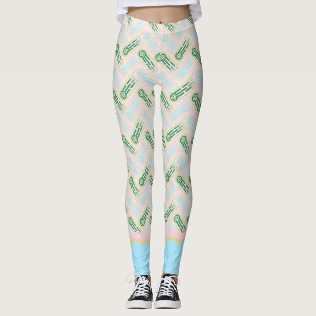 Pastel Casablabca Leggings - Patrón retro moderno (Anverso)