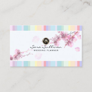 Pastel CherryBlossom Wedding Planner Tarjeta de pr