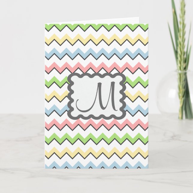 Pastel Chevron con un monograma de Shirley Taylor (Anverso)