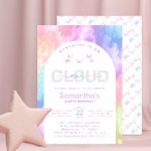 Pastel Cloud Nueve Invitación de cumpleaños para C