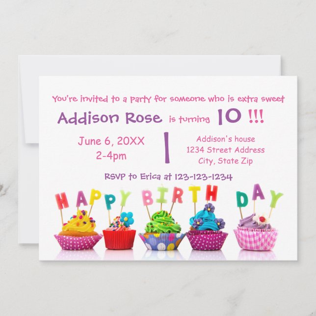 Pastel colorido - Tarjeta de cumpleaños Chica (Anverso)