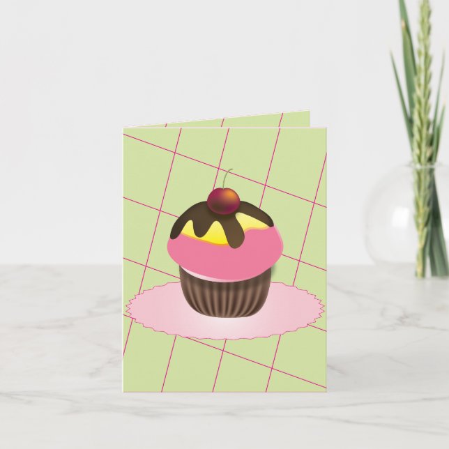 Pastel con tarjeta de cumpleaños de cerezo (Anverso)