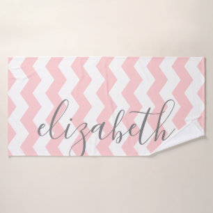 Pastel Coral Gray Chevron Huge Script Name