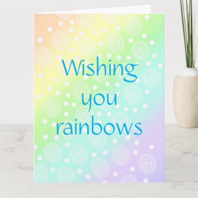 Pastel de arcoiris deseándote tarjeta de felicitac (Anverso)