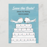 Pastel de Boda de Pájaros de Amor Beso Tarjeta de 