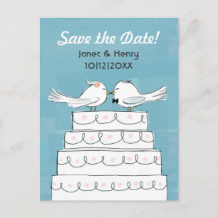 Pastel de Boda de Pájaros de Amor Beso Tarjeta de 