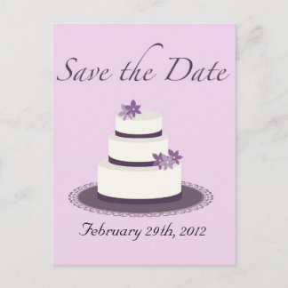Pastel de Boda púrpura Guardar postal de fecha