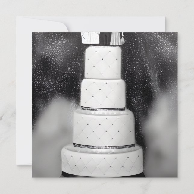 Pastel de Boda retro blanco de B&W (Anverso)