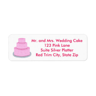 Pastel de Boda rosa con etiquetas de dirección car