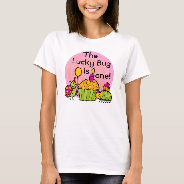 Pastel de bug de suerte camisetas de cumpleaños y  (Anverso)