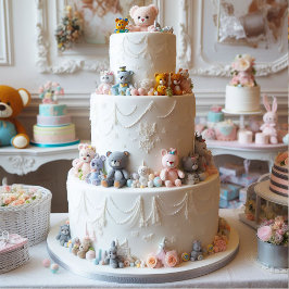 PASTEL DE CAPAS BLANCO FESTIVO DECORADO CON JUGUET