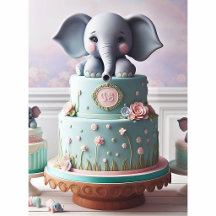 PASTEL DE CAPAS DE ELEFANTES PEQUEÑOS ADORABLES