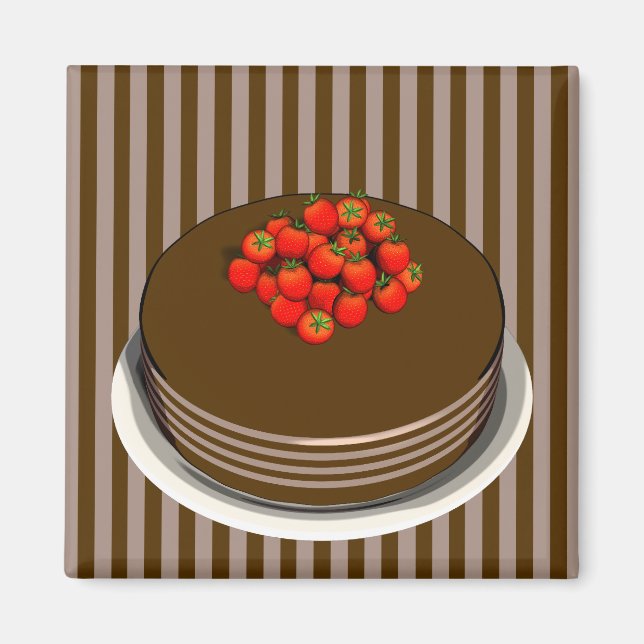 Pastel de chocolate con imán de fresas (Frente)
