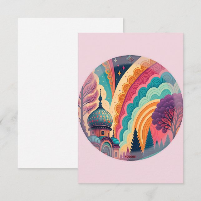 Pastel de cuento de hadas rosa - Tarjeta - Persona (Anverso / Reverso)