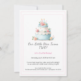 Pastel de cumpleaños azul y rojo - Invitación de s