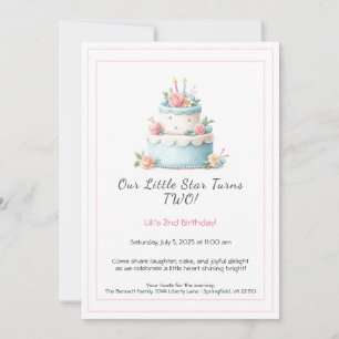Pastel de cumpleaños azul y rojo - Invitación de s